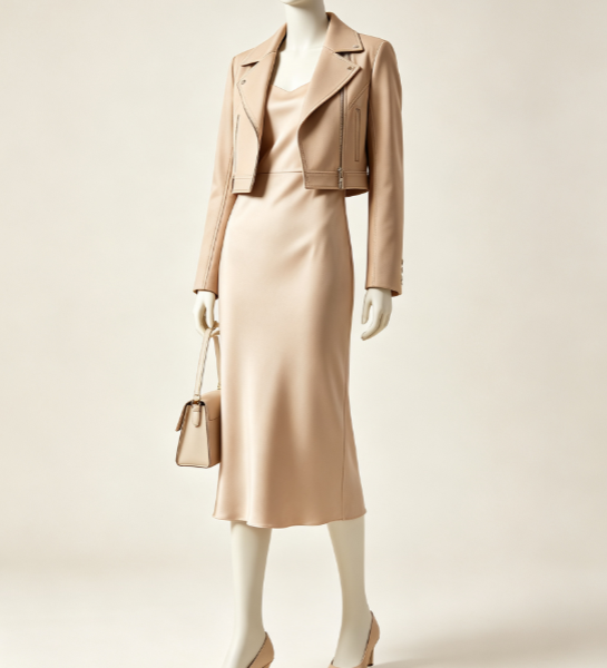 AI Virtual Try-On for Blazer and Satin Skirt Outfit