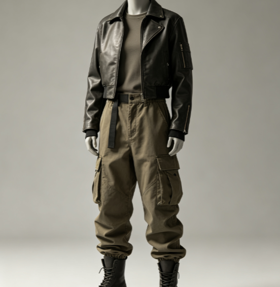 5 AI Virtual Try-On for Leather Jacket and Cargo Pants - Image 1